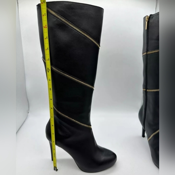 Thalia Sodi Womens Valdiva Stiletto Heel Knee High Boots 6 Black Faux Leather - Picture 10 of 11